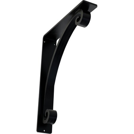 Ekena Millwork Legacy Wrought Iron Bracket, (Triple center brace), Powder Coated Black 2"W x 10"D x 12"H BKTM02X10X12TLE